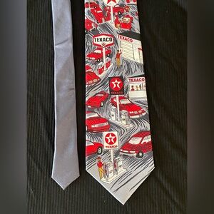 TNA Novelty Texaco Gas Station Tie in Red and Gray